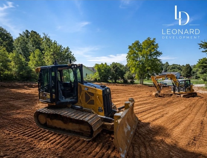 Construction site preparation with excavation equipment